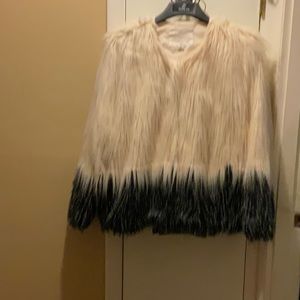 Novel Womens navy and cream faux fur jacket.